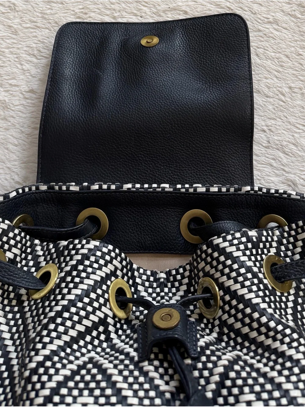 Michael Kors Medium Junie Woven Leather Backpack